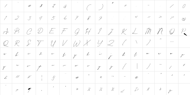 Junaedi Regular  glyph index