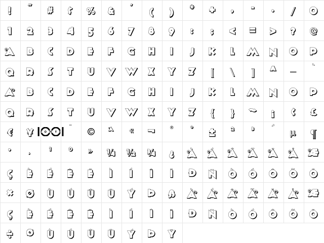 Anagram NF Shadow  glyph index
