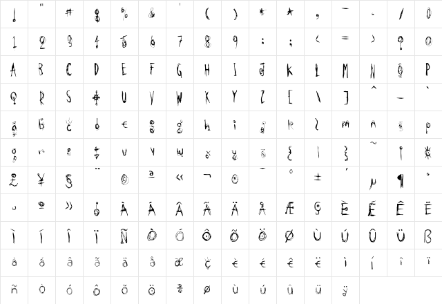 Carnival Regular  glyph index