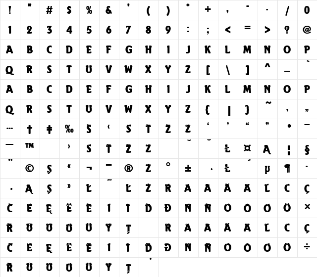 ElefoPEE Regular  glyph index