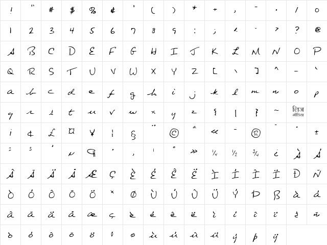 LEHN080 Regular  glyph index