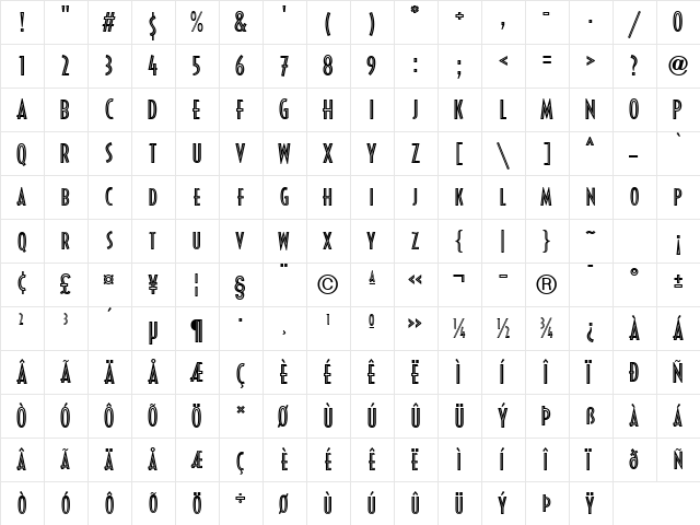 Decotura ICG Inline Regular  glyph index