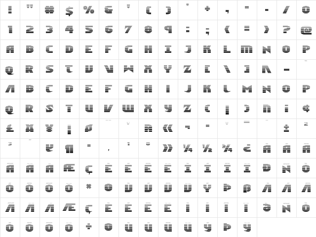 Ninja Garden Gradient Regular  glyph index