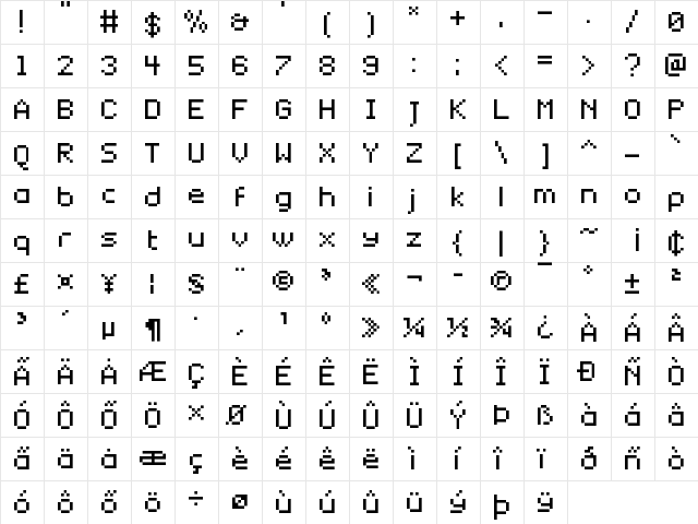 New Gen Regular  glyph index