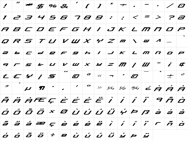 Concielian Alpha Regular  glyph index