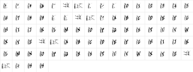 DavysRibbons Regular  glyph index