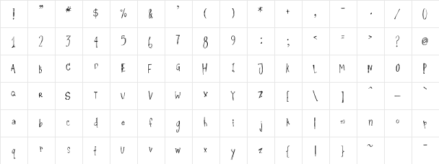 AMC_Quirky Regular  glyph index