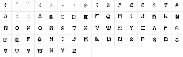 BULL'S EYE Regular  glyph index