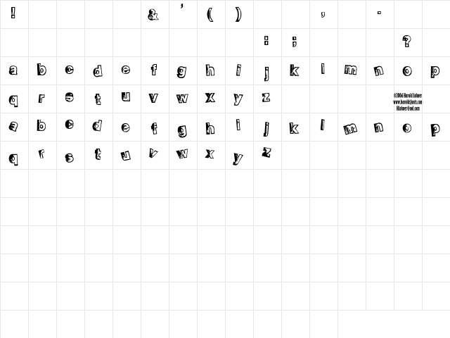 Smelvetica Outline Regular  glyph index