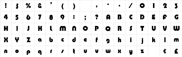 Celesti Display SSi Regular  glyph index