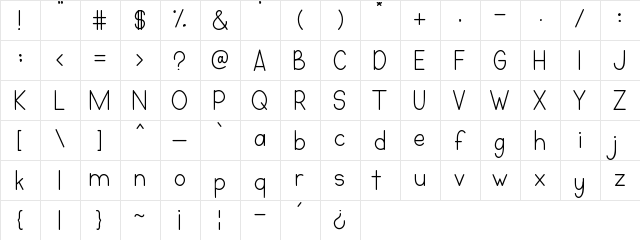 Honey Beezy Regular  glyph index