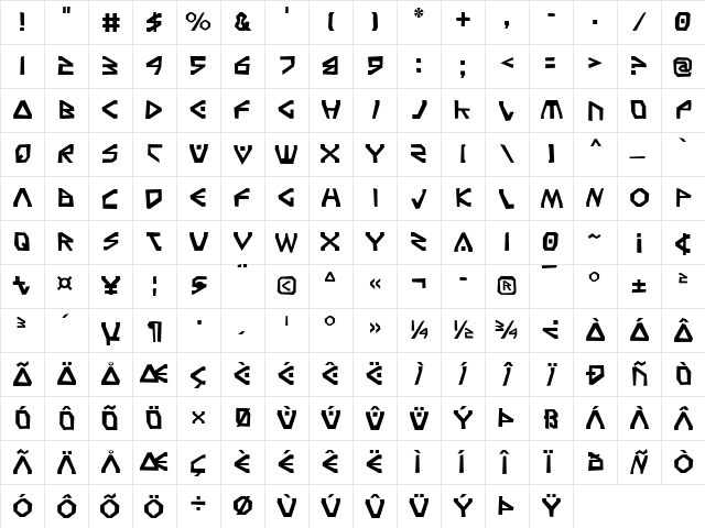 Terra Firma Rough Rough  glyph index