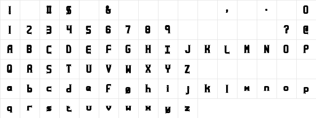 Zatax Regular  glyph index
