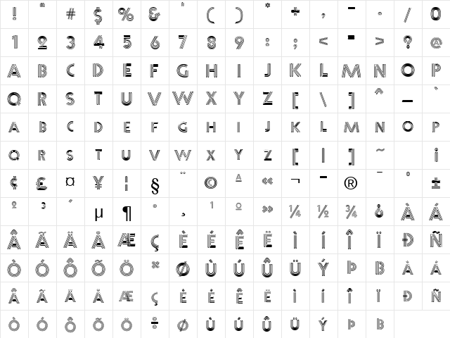 Diner Normal  glyph index