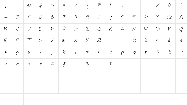 Hi_There Medium  glyph index