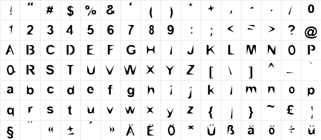 Brial Regular  glyph index