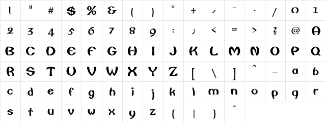 Karibown Regular  glyph index