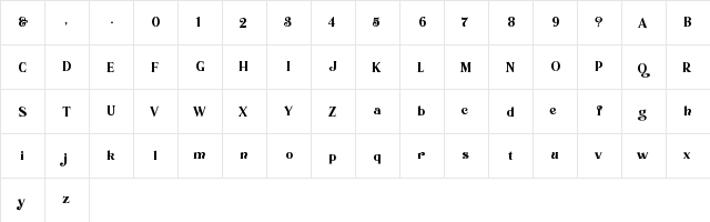 Foldnick Regular  glyph index