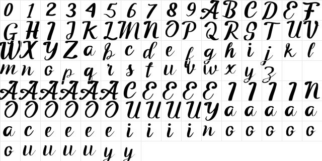 Flower White Regular  glyph index