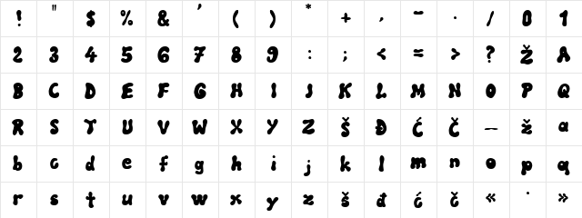 Blow Normal  glyph index