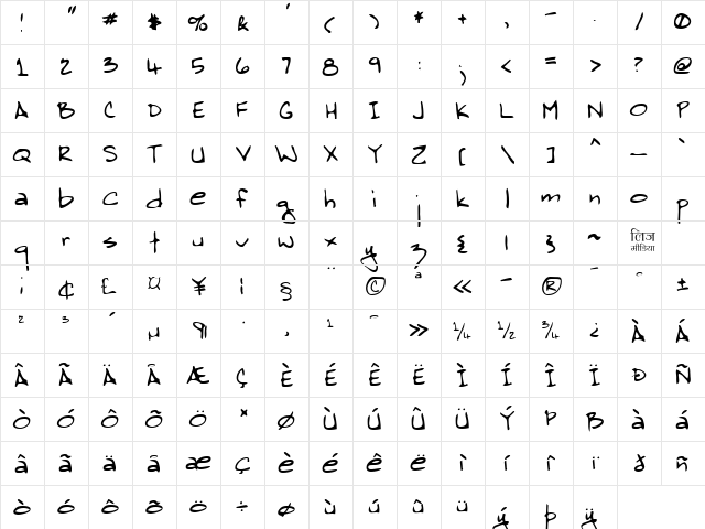 LEHN085 Regular  glyph index