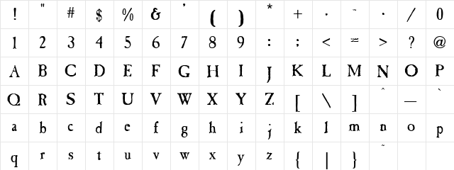 Purple 3 Regular  glyph index