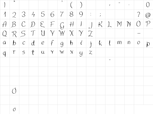 nice_written Regular  glyph index