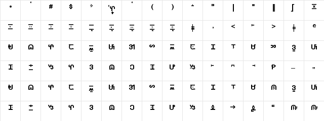Aklatin Heavy Regular  glyph index