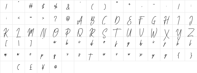 Besttones Bold  glyph index