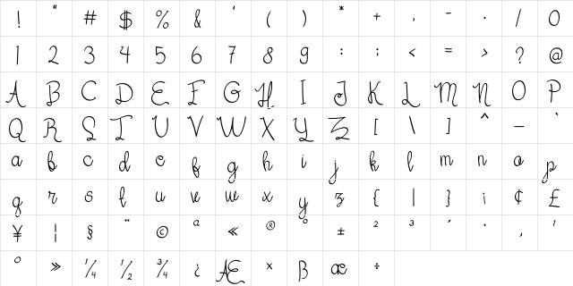 Her Garden Regular Regular  glyph index