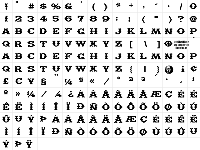 MadfontBars Regular  glyph index