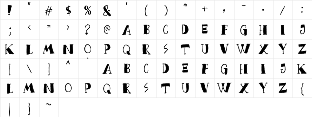 Bread Crumbs DEMO Regular  glyph index