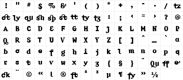 Amplifier Bold  glyph index