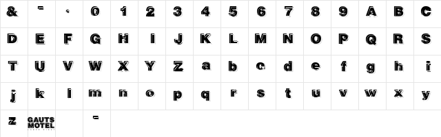 GautsMotelLowerRight Regular  glyph index