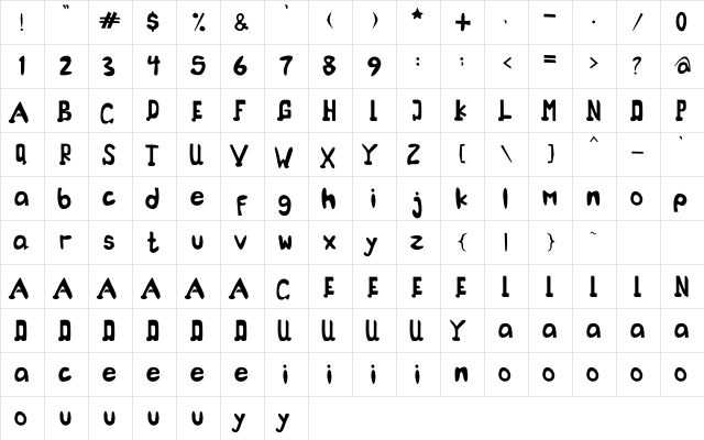 Hallimuna Regular  glyph index