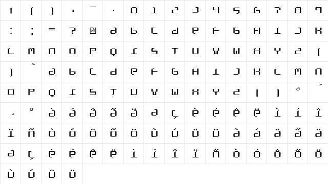 Terminal Regular  glyph index