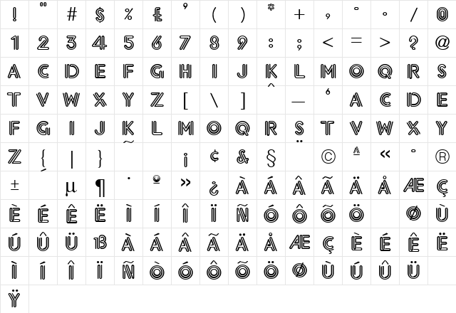 EDWINA Regular  glyph index