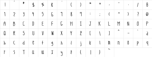 PEN Regular  glyph index