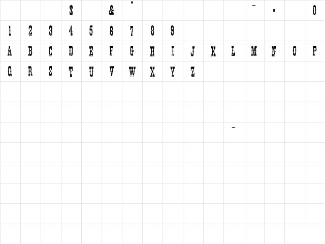 Cowboy Movie Regular  glyph index