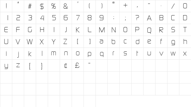 BazoukLightSSK Regular  glyph index