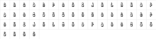 Phenomenal Hollow Regular  glyph index