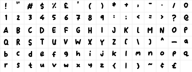 Dear Santa Regular  glyph index