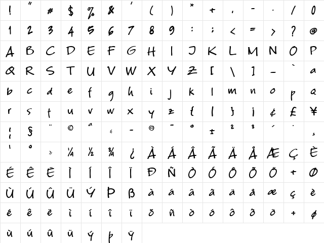 Kyoto Northern Regular  glyph index