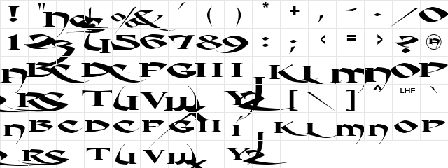 LHF Crouching Tiger REG Regular  glyph index