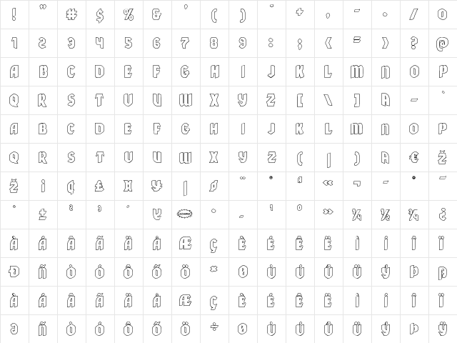 Xmas Xpress Outline Regular  glyph index