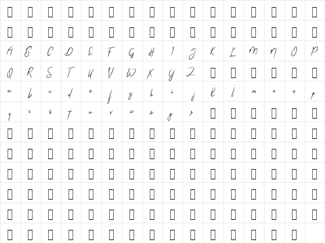 Arthegos Demo  glyph index