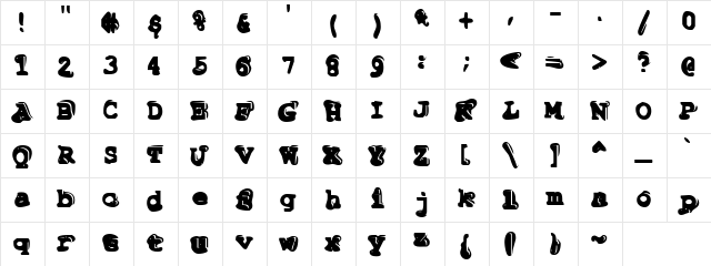 Tiptonian Regular  glyph index