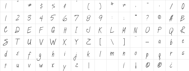 Marcie Regular  glyph index