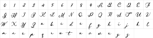 Royal Stamford demo Regular  glyph index