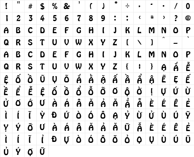 VI Sau Dong Hoa Normal  glyph index